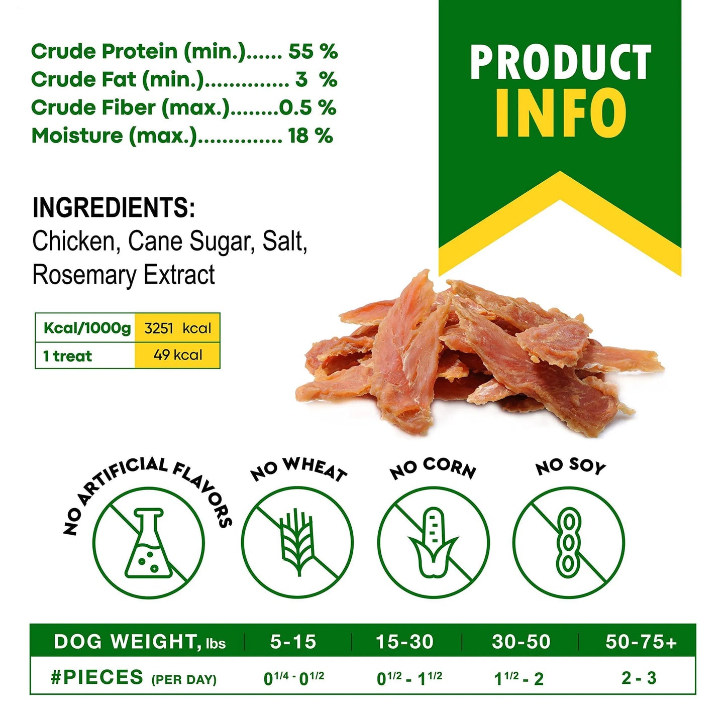 All-Natural Chicken Jerky Dog Treats — Grain-Free, High Protein, 300g