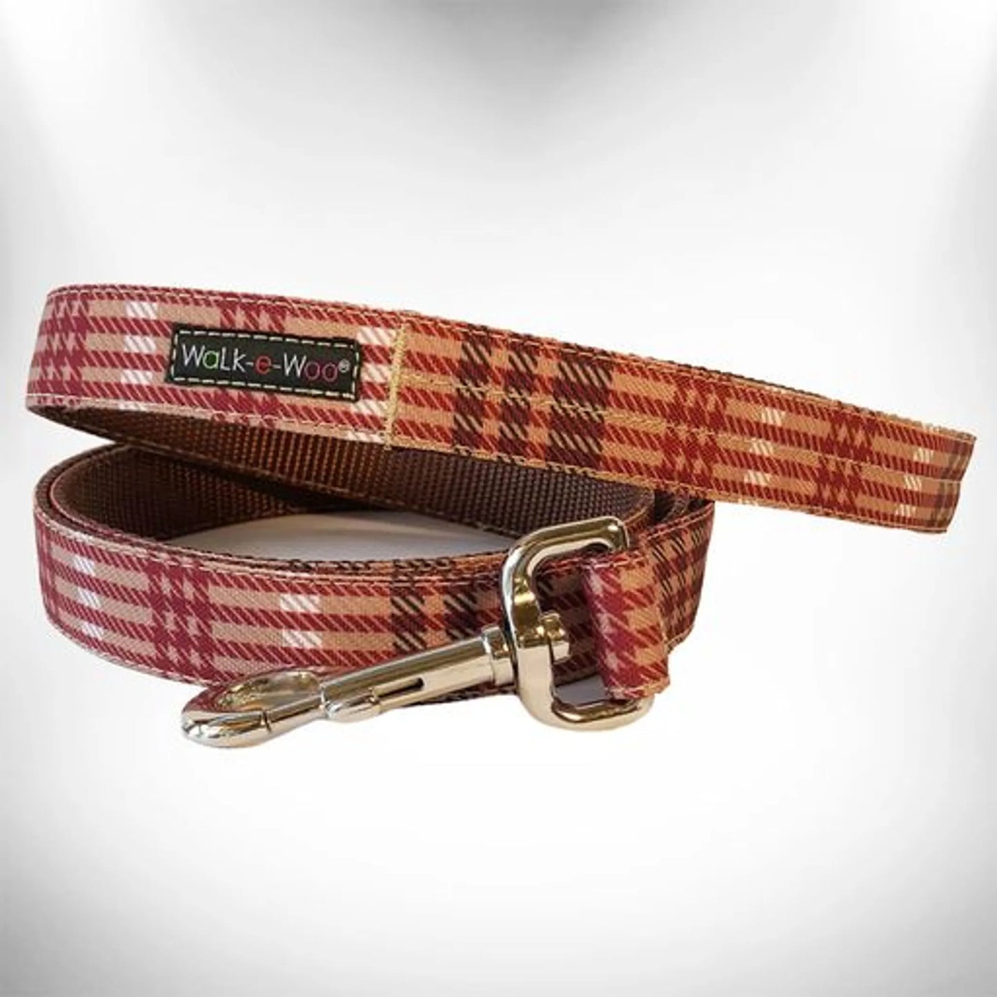 Classic Plaid Dog Lead — Water-Resistant Nylon, Nickel D-Ring, Machine Washable