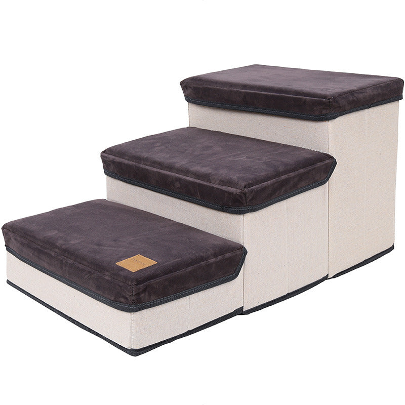 Foldable Pet Stairs with Hidden Storage — Anti-Slip Steps for Dogs & Cats
