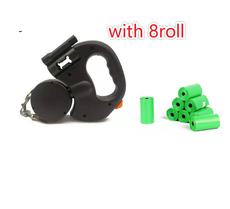 LED Retractable Dog Leash — Built-In Lights, Reflective, 360° Swivel, Dual Dog, Small Dogs