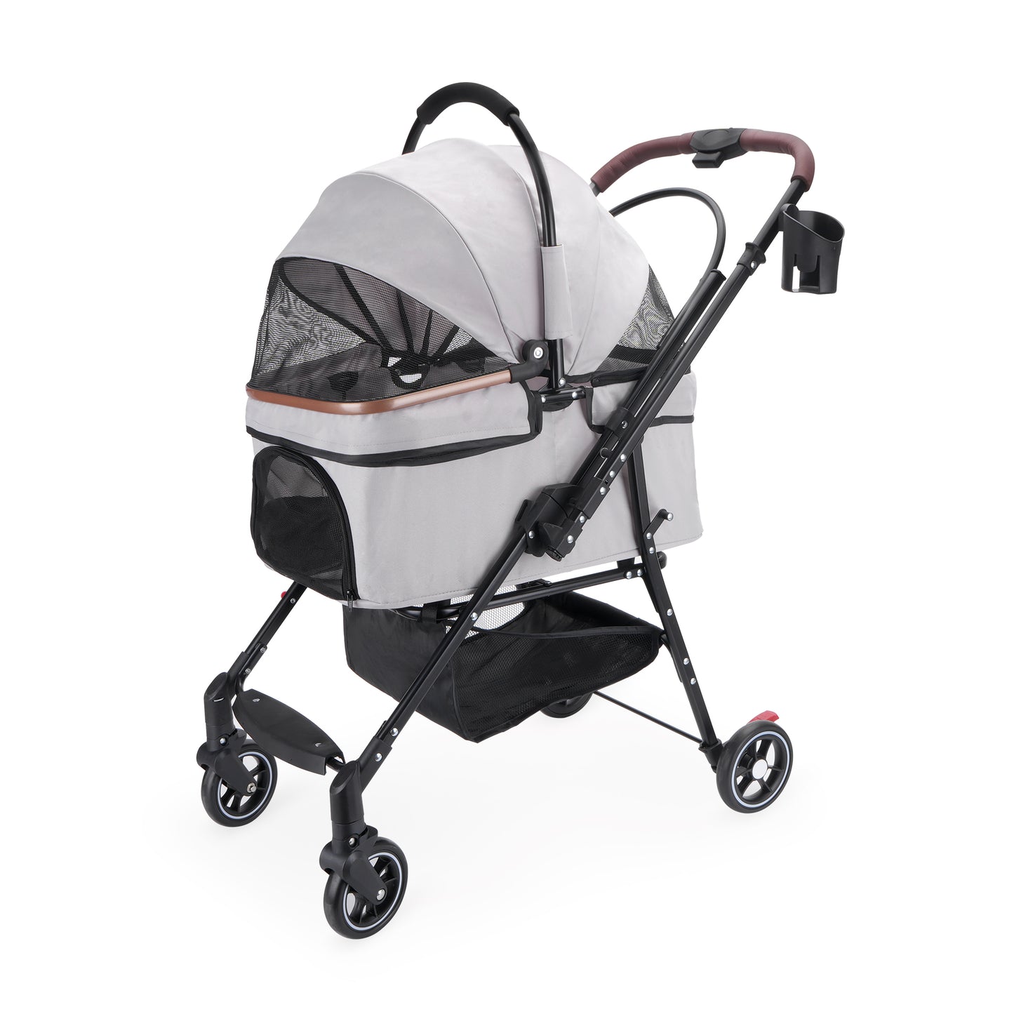Foldable Pet Stroller — 360° Wheels, Full Suspension & Canopy for Dogs & Cats