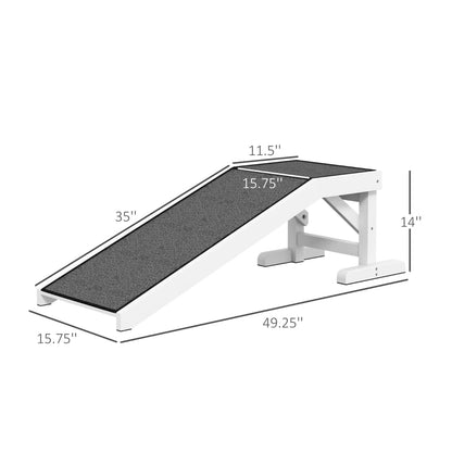 Premium Pine Wood Pet Ramp — Non-Slip Carpet, Rest Platform, Up to 66 lbs