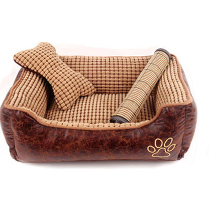 Indoor Dog Kennel Bed with Washable Cushion Liner
