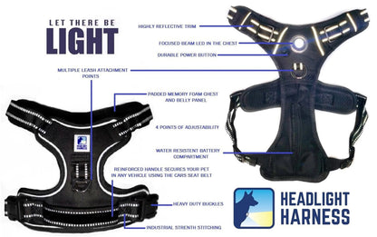 LED Safety Light Dog Harness — Rechargeable, Reflective, No-Choke, Water-Resistant