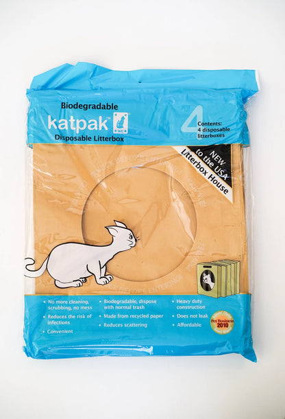 Disposable Cat Litter Box — 4-Pack, Biodegradable, Lasts 7 Days, Travel-Ready