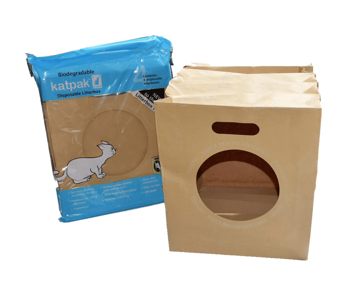 Disposable Cat Litter Box — 4-Pack, Biodegradable, Lasts 7 Days, Travel-Ready