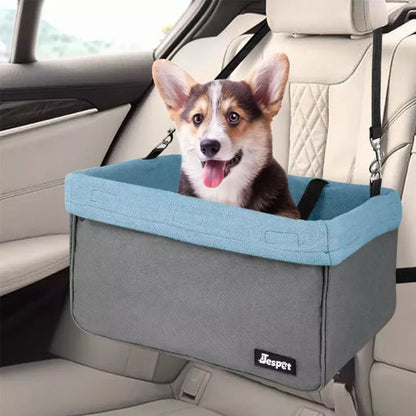 Dog Car Booster Seat — Up to 24 lbs, Safety Tether, Elevated View, Washable
