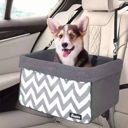 Dog Car Booster Seat — Up to 24 lbs, Safety Tether, Elevated View, Washable