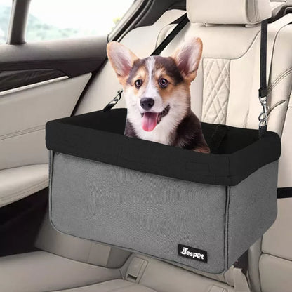 Dog Car Booster Seat — Up to 24 lbs, Safety Tether, Elevated View, Washable