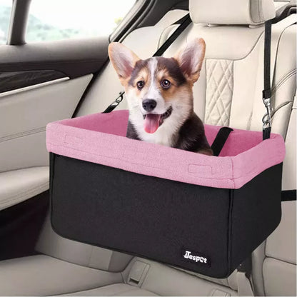 Dog Car Booster Seat — Up to 24 lbs, Safety Tether, Elevated View, Washable