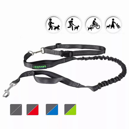 Reflective Bungee Dog Leash & Waist Belt for Hands-Free Adventures