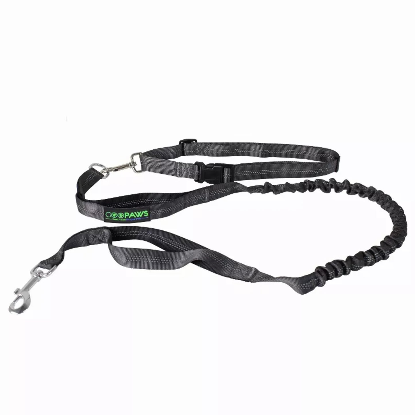 Reflective Bungee Dog Leash & Waist Belt for Hands-Free Adventures