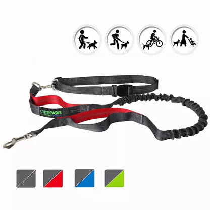 Reflective Bungee Dog Leash & Waist Belt for Hands-Free Adventures