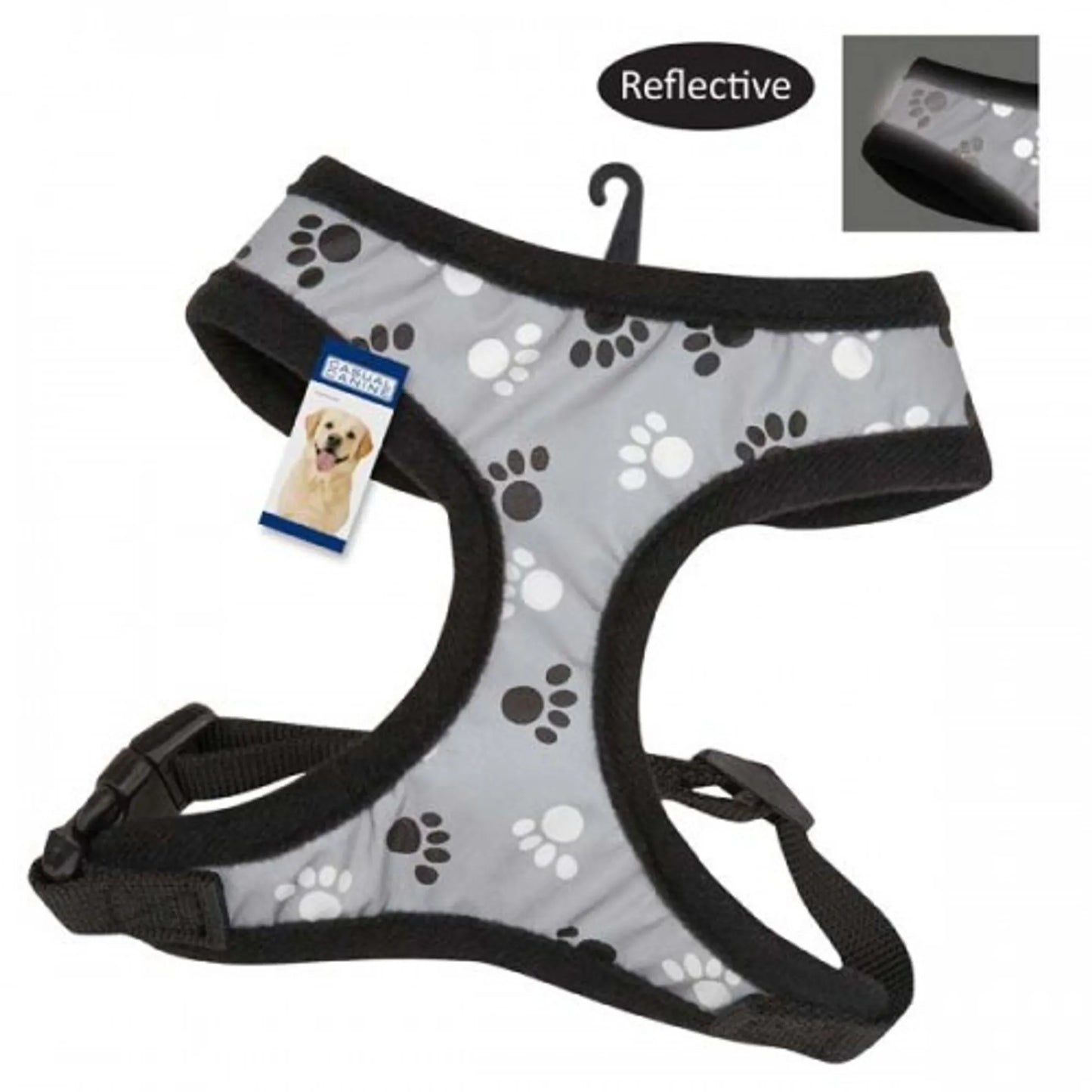 Reflective Pawprint Dog Harness — Night-Safe, Adjustable Fit, XS to XL