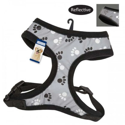 Reflective Pawprint Dog Harness — Night-Safe, Adjustable Fit, XS to XL