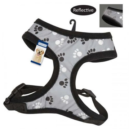 Reflective Pawprint Dog Harness — Night-Safe, Adjustable Fit, XS to XL