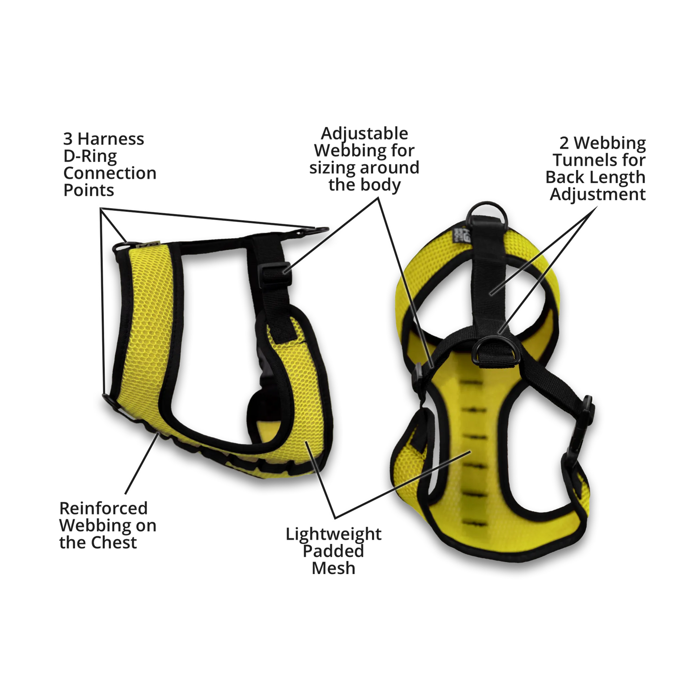 Breathable K9 Sport Harness — 3 D-Ring Points, Padded Mesh, Adjustable for All Adventures