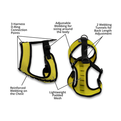 Breathable K9 Sport Harness — 3 D-Ring Points, Padded Mesh, Adjustable for All Adventures