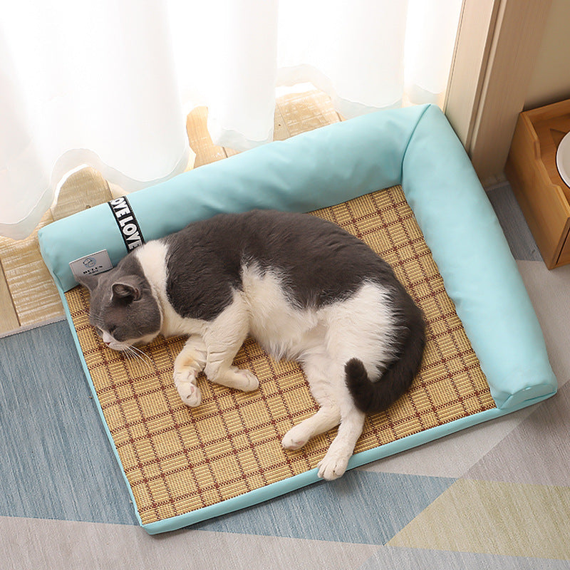 Bamboo Fiber Cooling Pet Bed — Natural Heat Dissipation, No Electricity, Multi-Use, S to XL