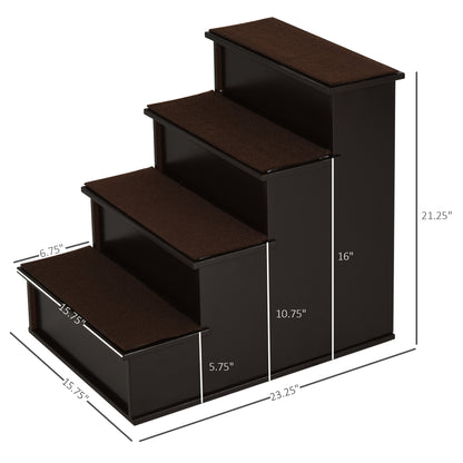 Cushioned Pet Stairs for Small Dogs & Cats – Removable Cover, Brown