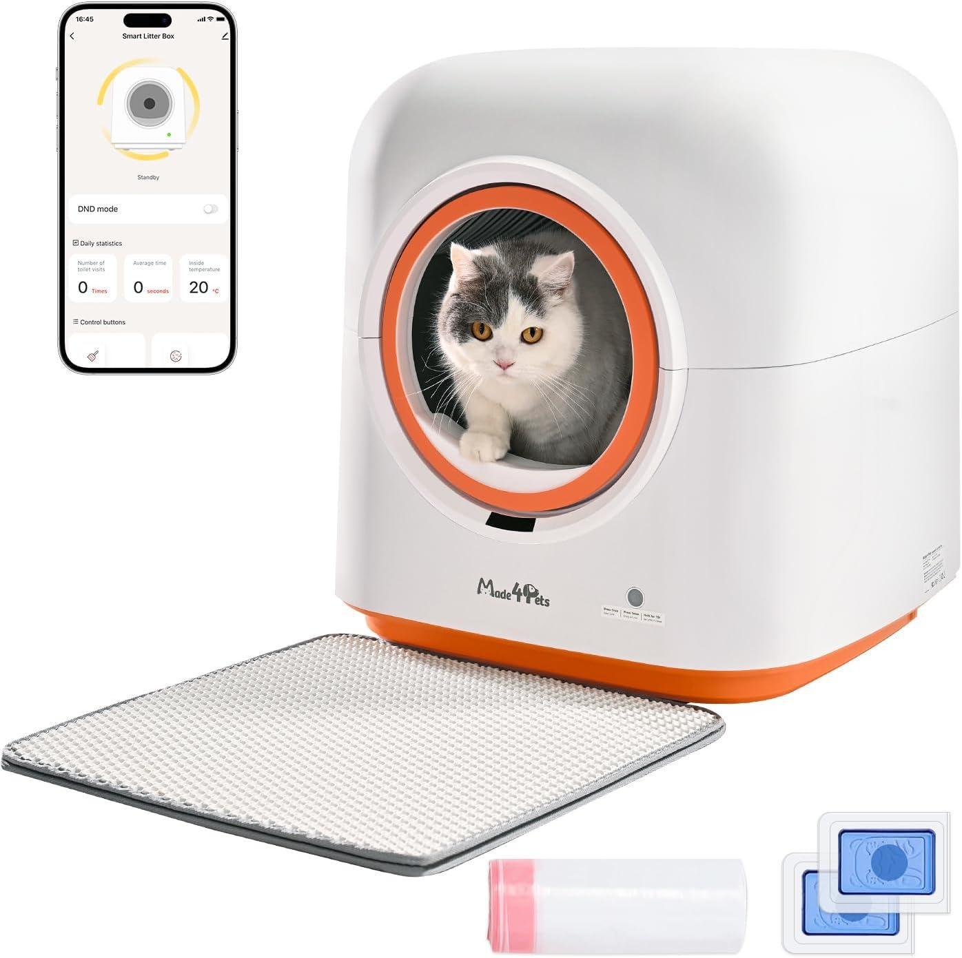 Smart Self-Cleaning Cat Litter Box — 60L, App Control, Multi-Cat, Odor-Free