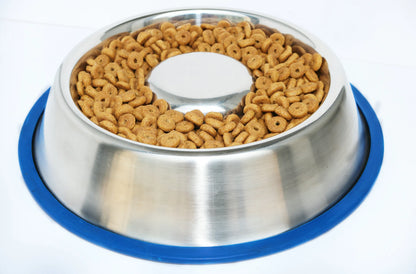 Anti-Bloat Stainless Steel Slow Feeder Dog Bowl — BPA-Free, Non-Slip, S/M/L, Gives Back to Shelters