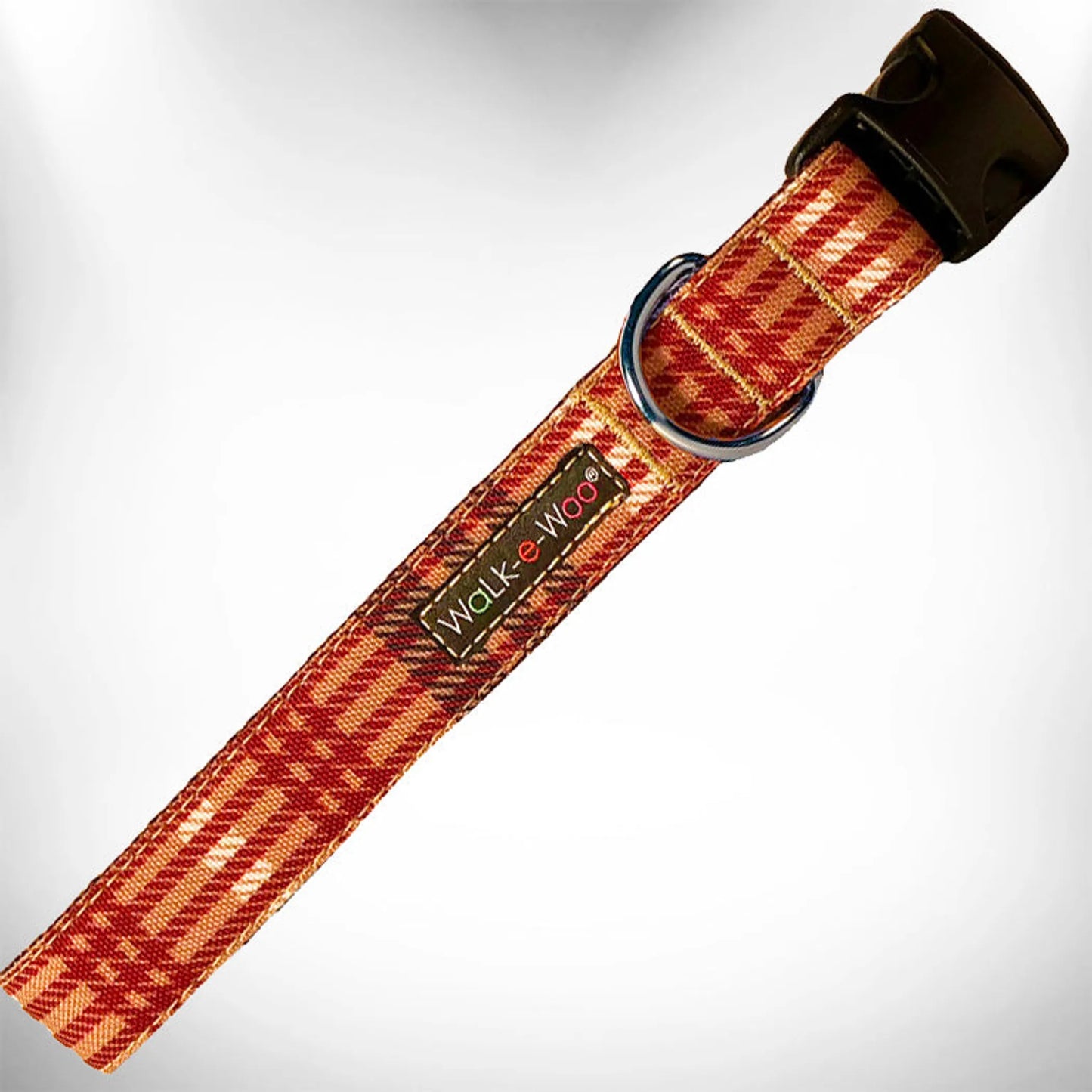 Classic Plaid Dog Collar — Water-Resistant Nylon, Quick-Release, Machine Washable
