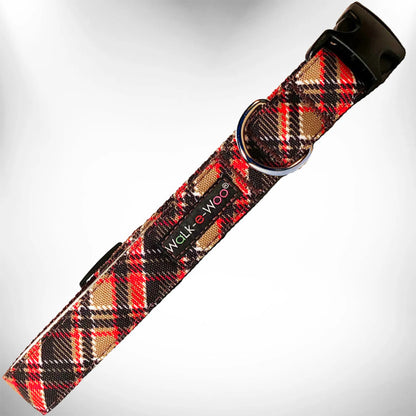 Classic Plaid Dog Collar — Water-Resistant Nylon, Quick-Release, Machine Washable