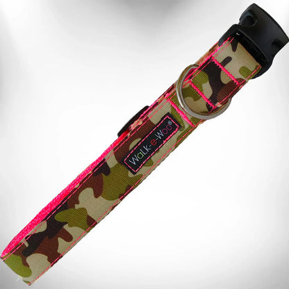 Camo Dog Collar — Waterproof Nylon, Quick-Release Buckle, Multiple Sizes & Colors