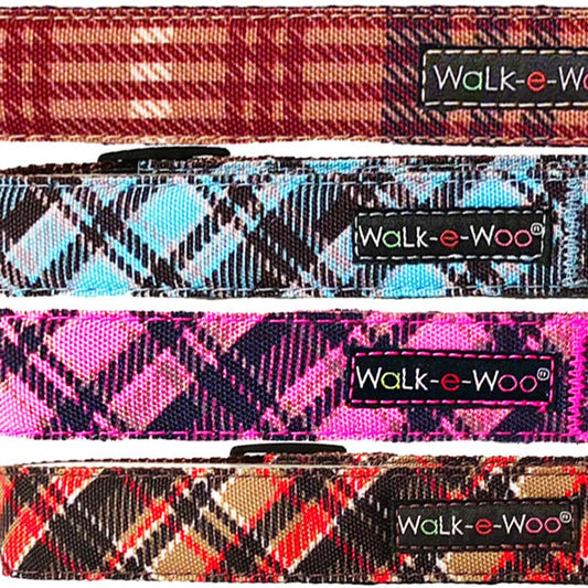 Classic Plaid Dog Collar — Water-Resistant Nylon, Quick-Release, Machine Washable