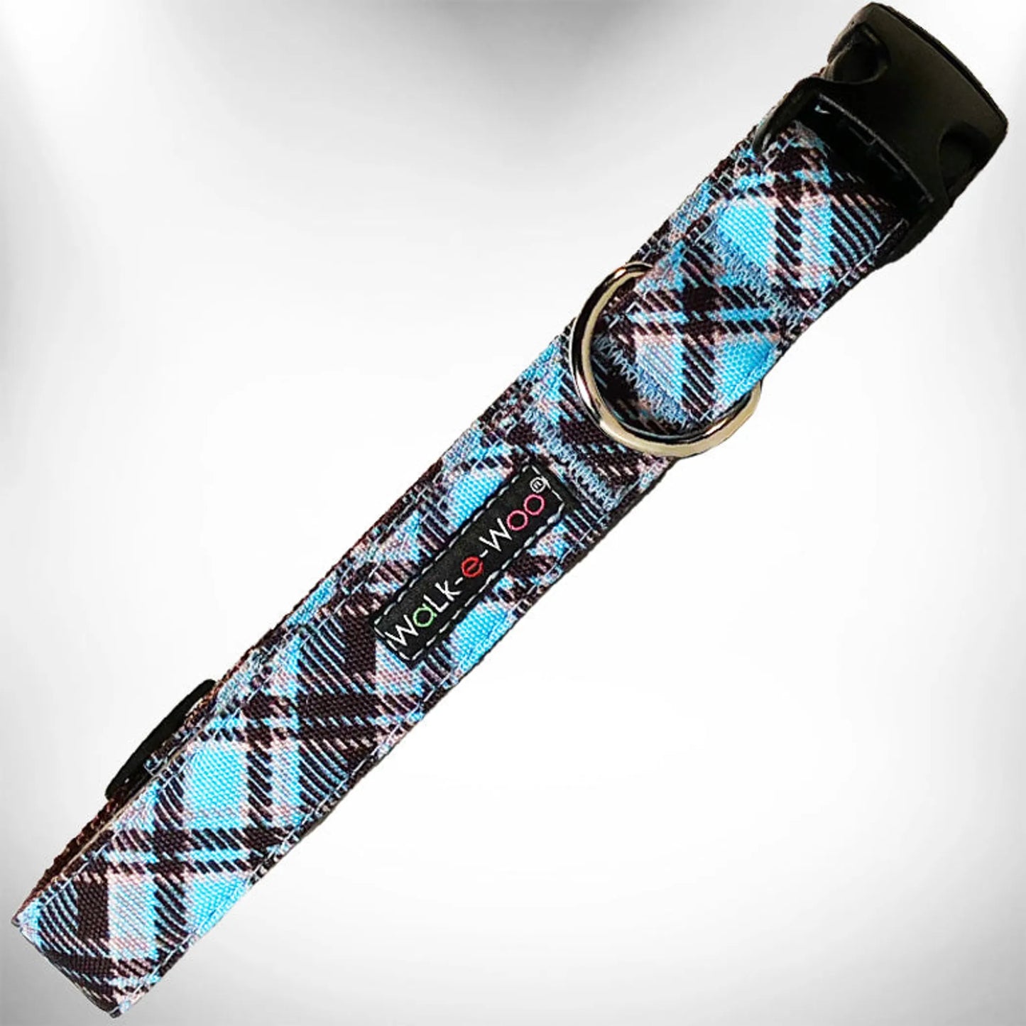 Classic Plaid Dog Collar — Water-Resistant Nylon, Quick-Release, Machine Washable