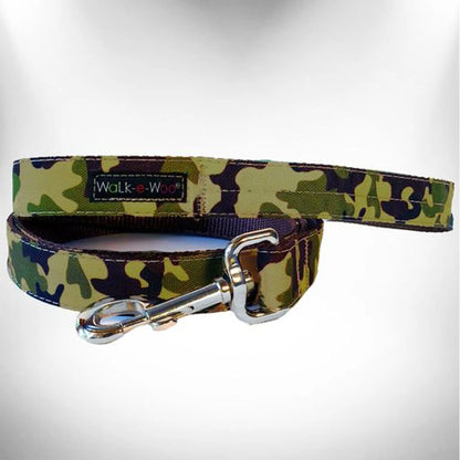 Camo Dog Lead — Water-Resistant Nylon, Nickel D-Ring, Machine Washable, Multiple Sizes
