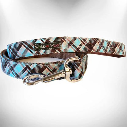 Classic Plaid Dog Lead — Water-Resistant Nylon, Nickel D-Ring, Machine Washable