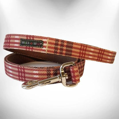 Classic Plaid Dog Lead — Water-Resistant Nylon, Nickel D-Ring, Machine Washable