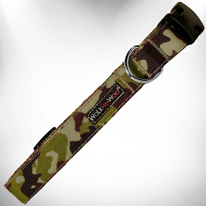Camo Dog Collar — Waterproof Nylon, Quick-Release Buckle, Multiple Sizes & Colors