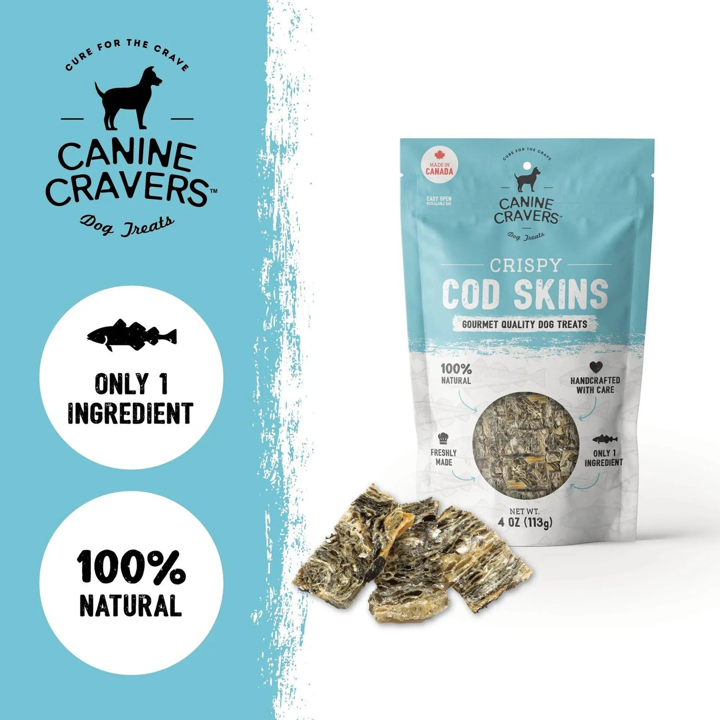 Alaskan Cod Skins: Pure, All-Natural Dog & Cat Treats
