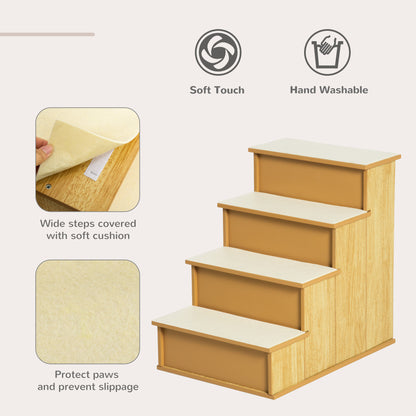 Pet Stairs for Dogs & Cats up to 22 lbs – Cushioned Removable Cover, Natural