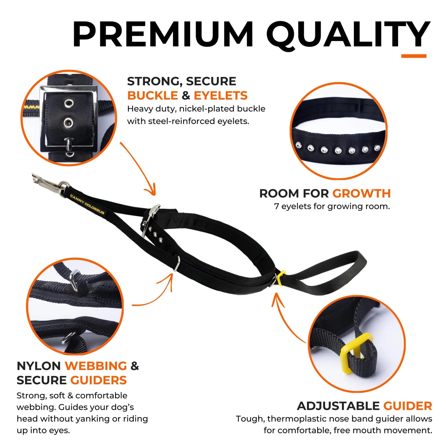 No-Pull Dog Head Collar for Large Breeds — Patented Design, Humane Control, Includes Carabiner