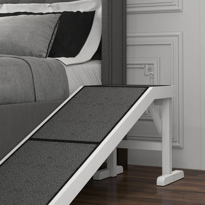 60" Pet Ramp for Dogs & Cats — Anti-Slip Carpet, Flat Top Platform, 66 lb Capacity, Pine Wood