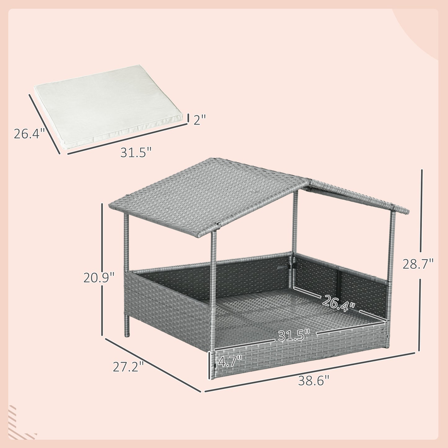 Wicker Pet Cabana Sofa Bed - All-Weather Comfort for Dogs
