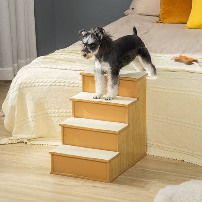 Pet Stairs for Dogs & Cats up to 22 lbs – Cushioned Removable Cover, Natural