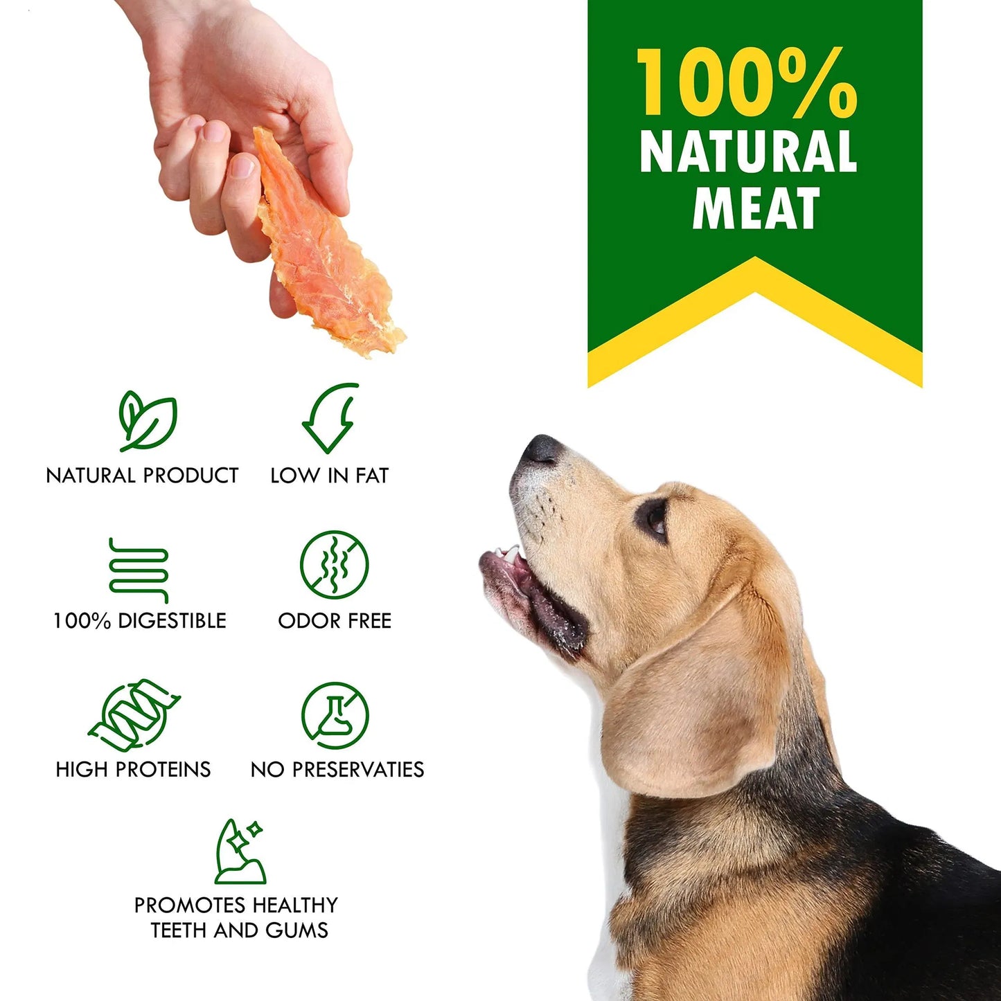 All-Natural Chicken Jerky Dog Treats — Grain-Free, High Protein, 300g