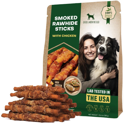 Chicken-Wrapped Rawhide Chews: Healthy Grain-Free Dog Treats
