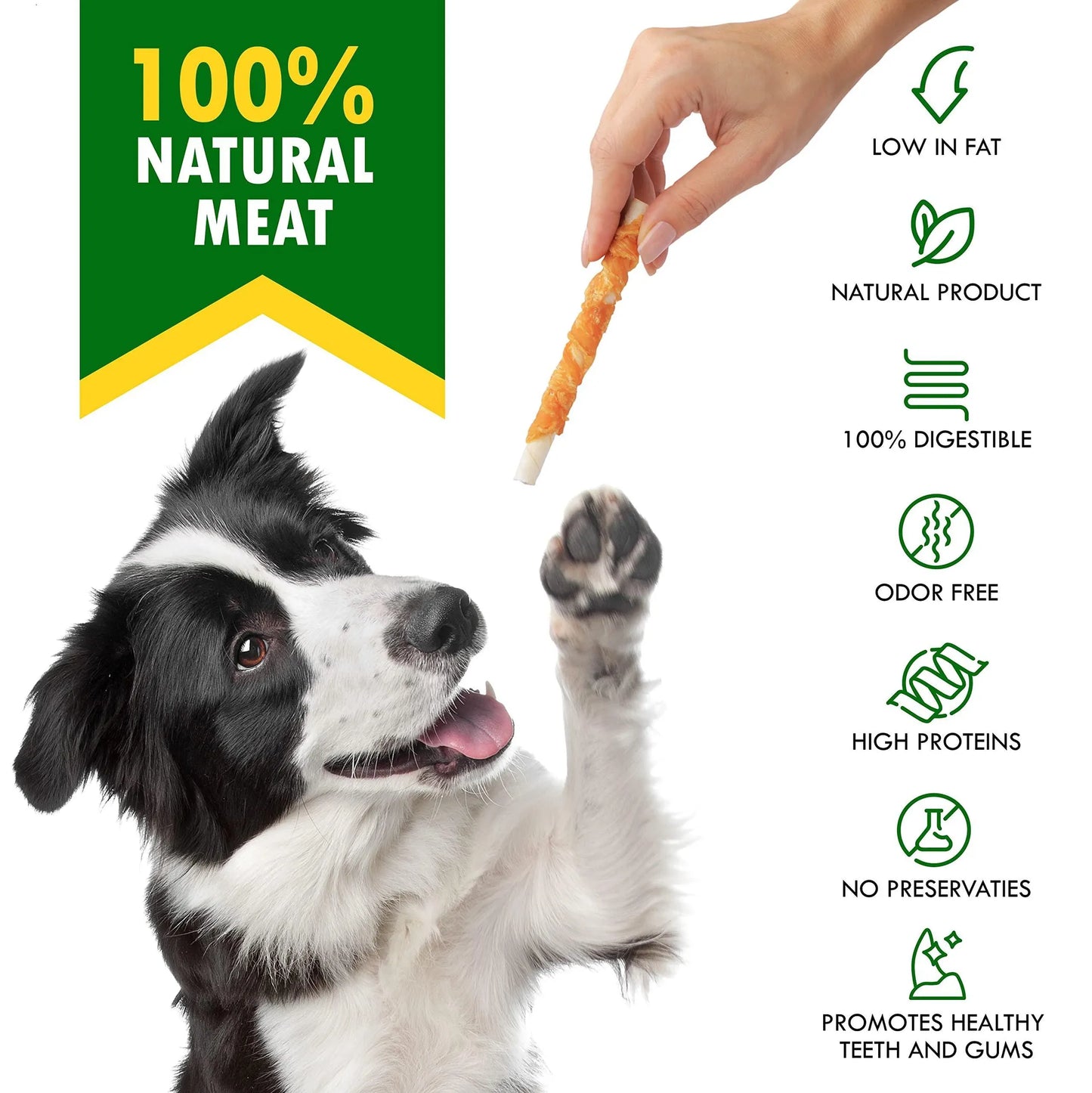 Chicken-Wrapped Rawhide Sticks - Natural Long-Lasting Dog Chews
