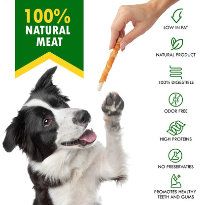 Chicken-Wrapped Rawhide Sticks - Natural Long-Lasting Dog Chews