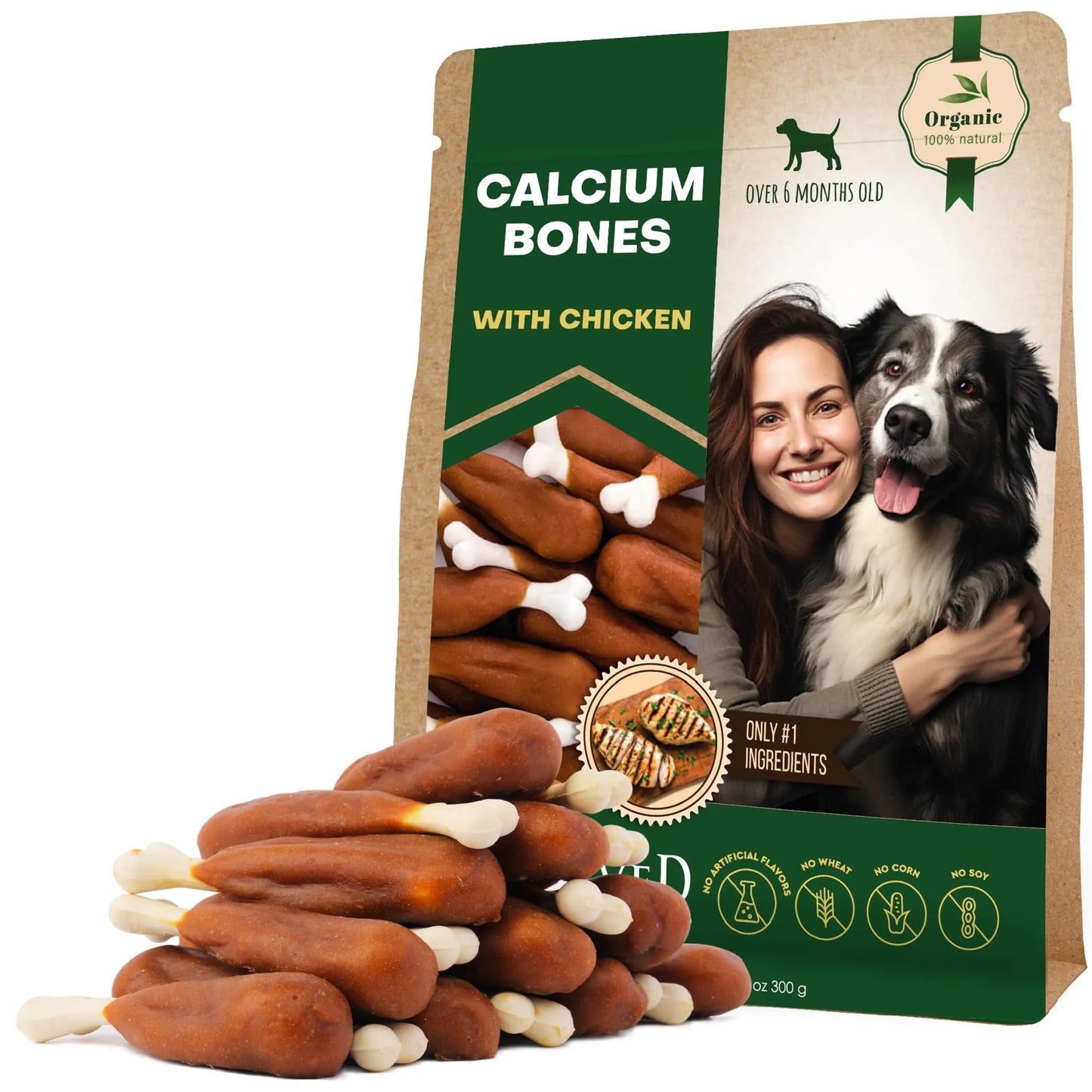 Natural Chicken-Infused Calcium Chews for Dogs