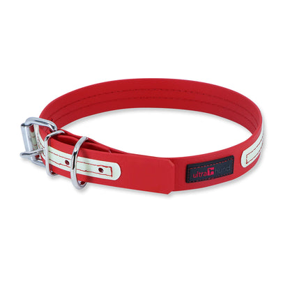 GlowPro Waterproof Glow-in-the-Dark Dog Collar — No-Smell, Steel Roller Buckle, 18"