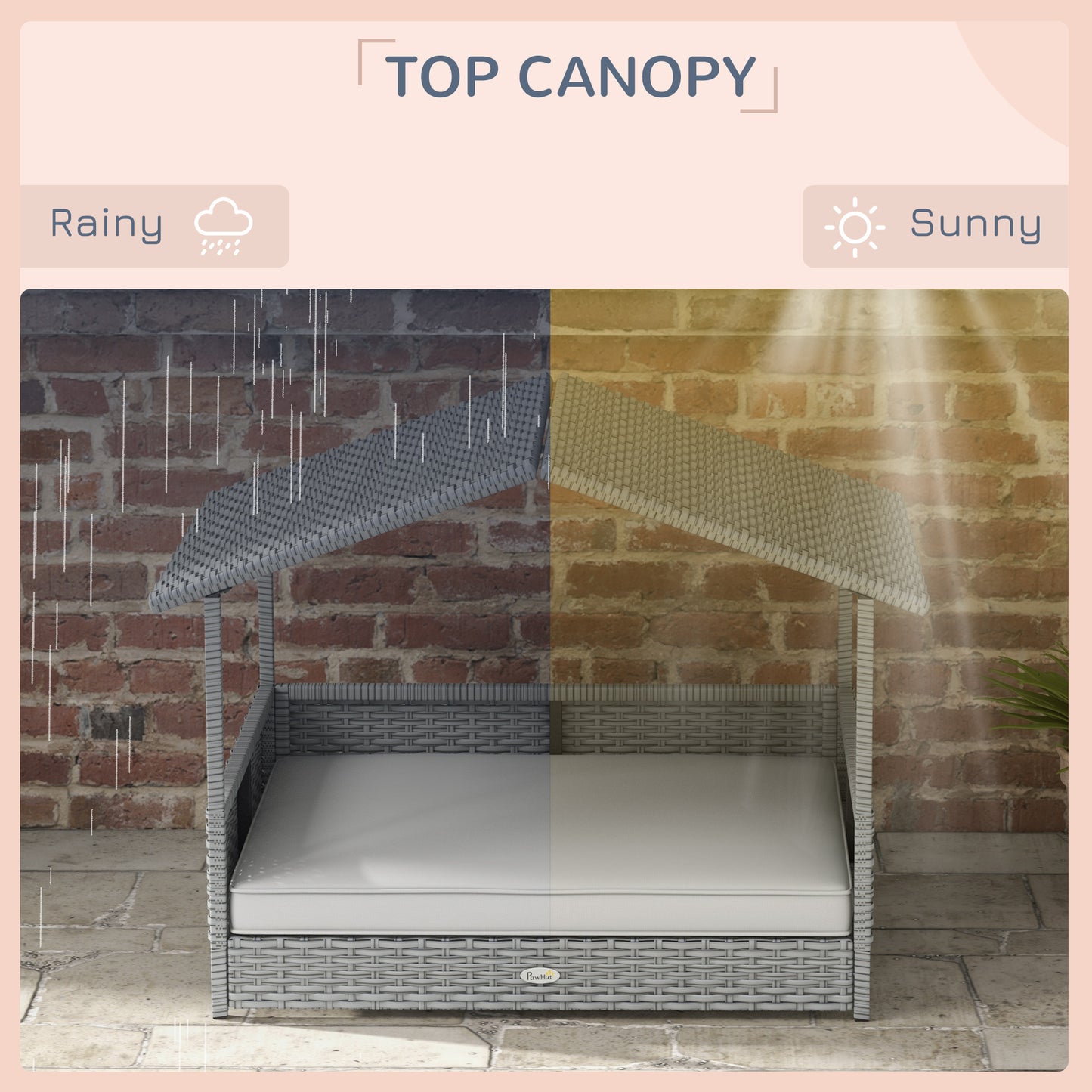 Wicker Pet Cabana Sofa Bed - All-Weather Comfort for Dogs