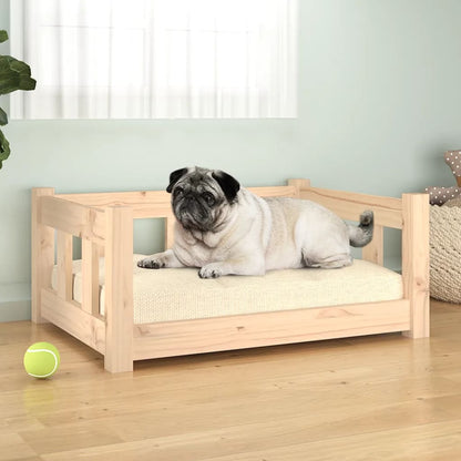 Solid Pine Wood Dog Bed Frame — Natural Untreated, 65.5x50cm, Modern Design
