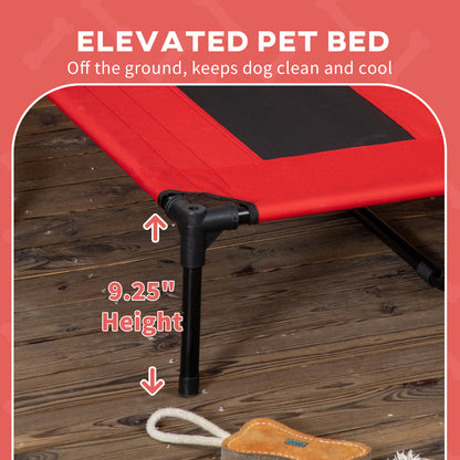 48" x 36" Elevated Portable Dog Cot Cooling Pet Bed with UV Protection Canopy Shade, Red